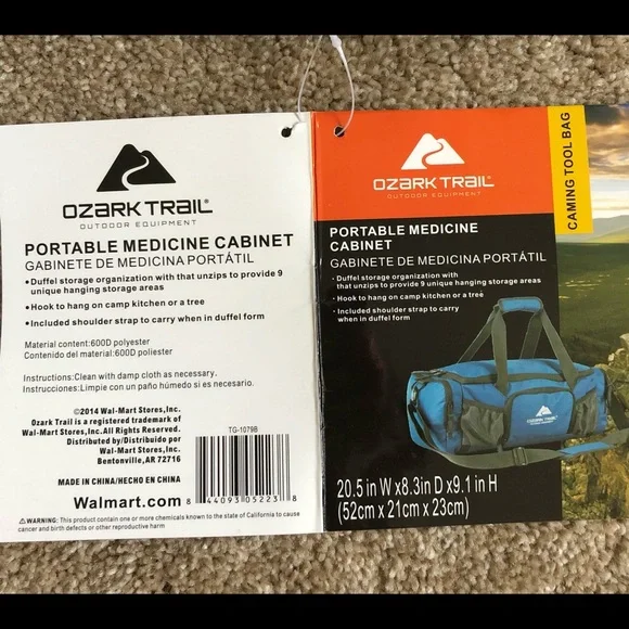 Brand New OZARK TRAIL portable camping medicine cabinet duffel bag, blue - Picture 12 of 13